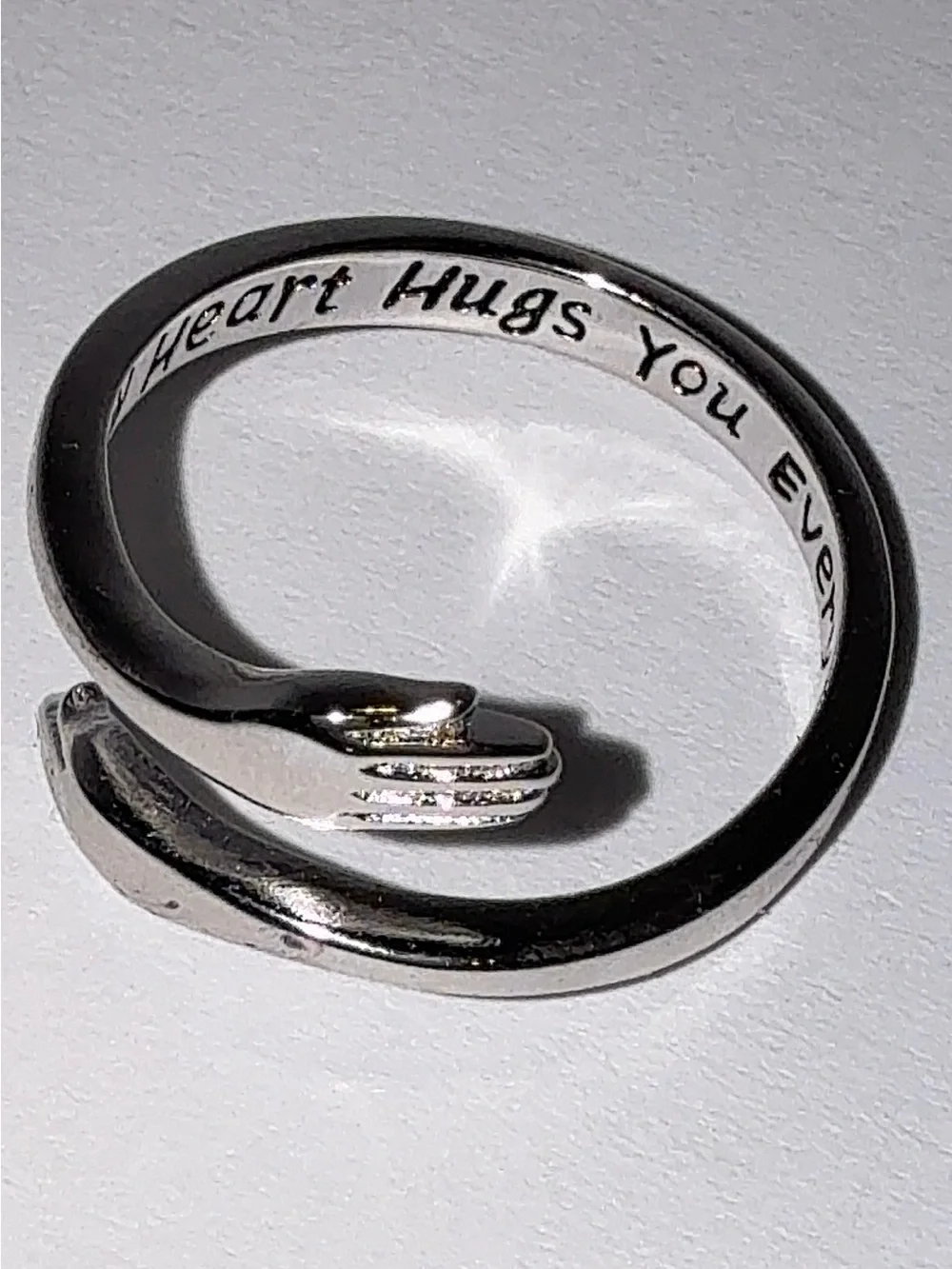 925 Sterling Silver Hug Ring Engraved 